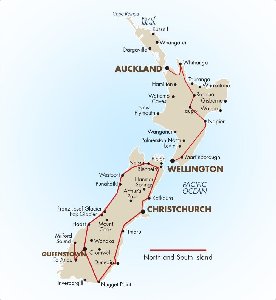 Kart over sør-island i new zealand kjøring