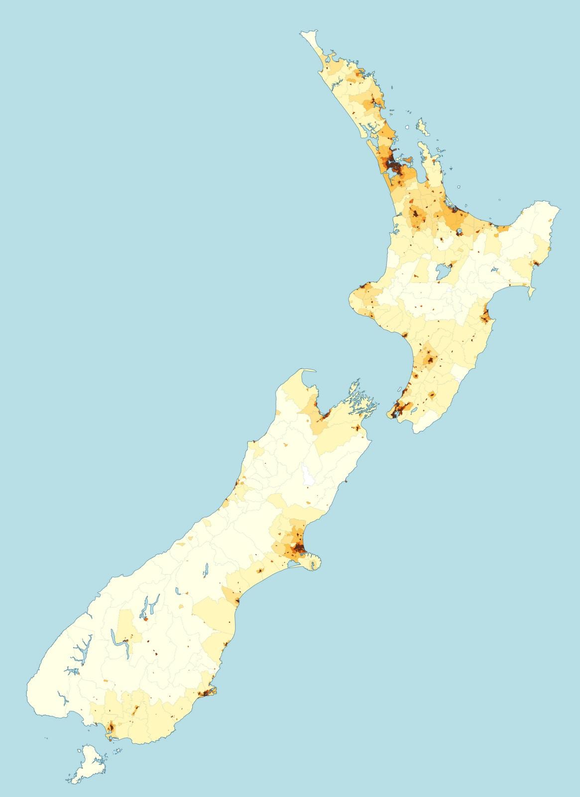 new zealand befolkningstetthet kart