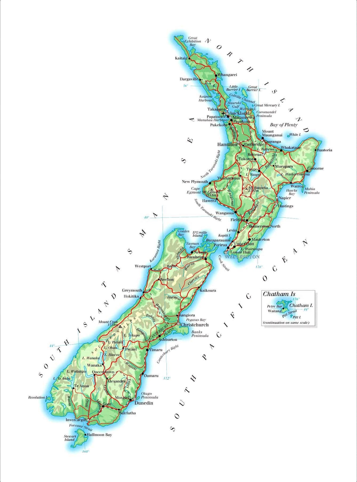 new zealand fjellkjeder kart
