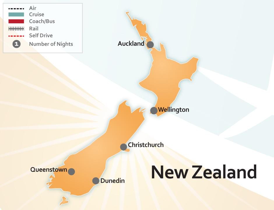 Kart over new zealand flyplasser