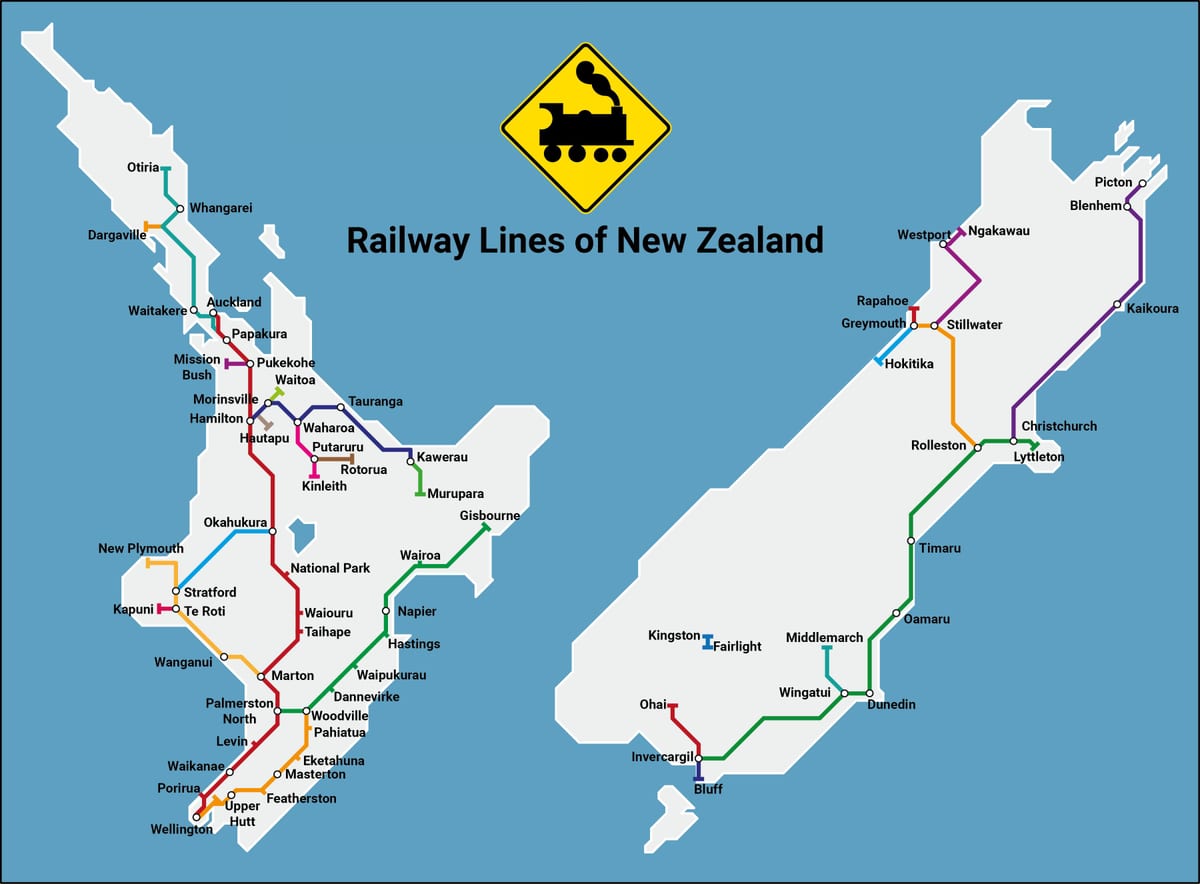 new zealand jernbanenettet kart