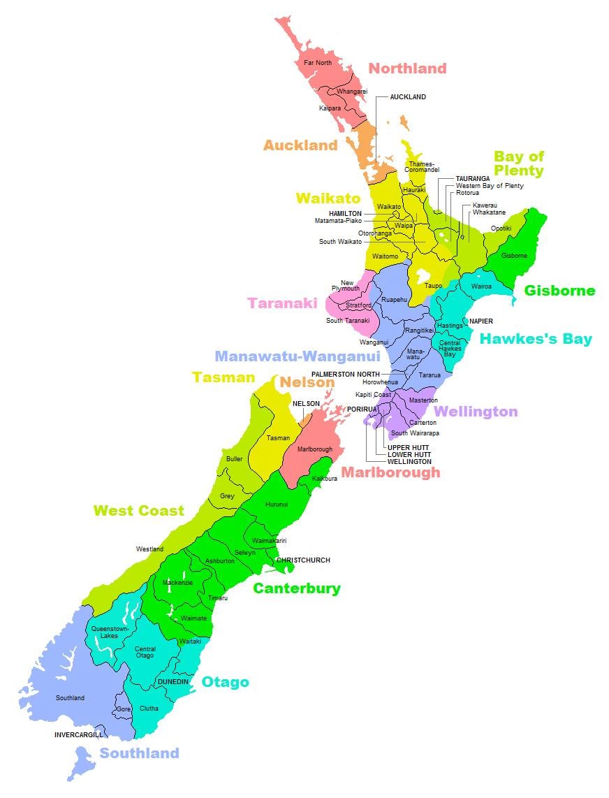 politisk kart over australia og new zealand