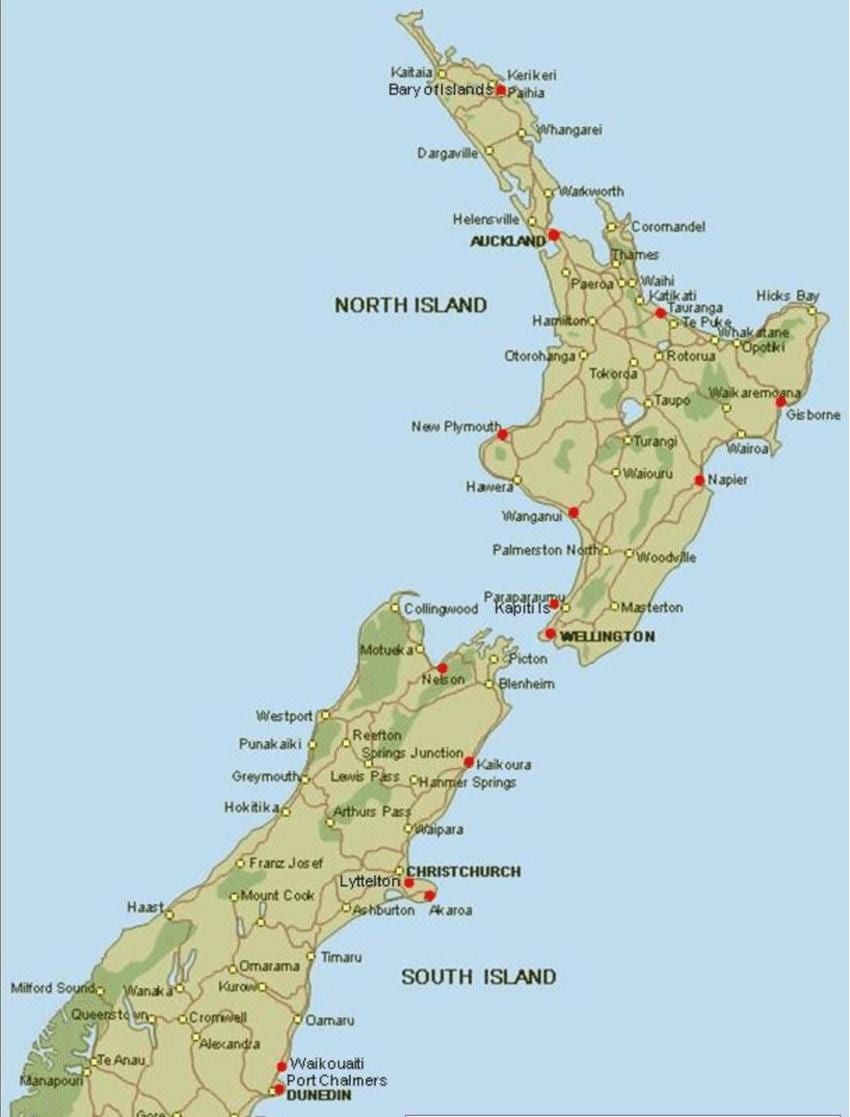 Kart over new zealand porter