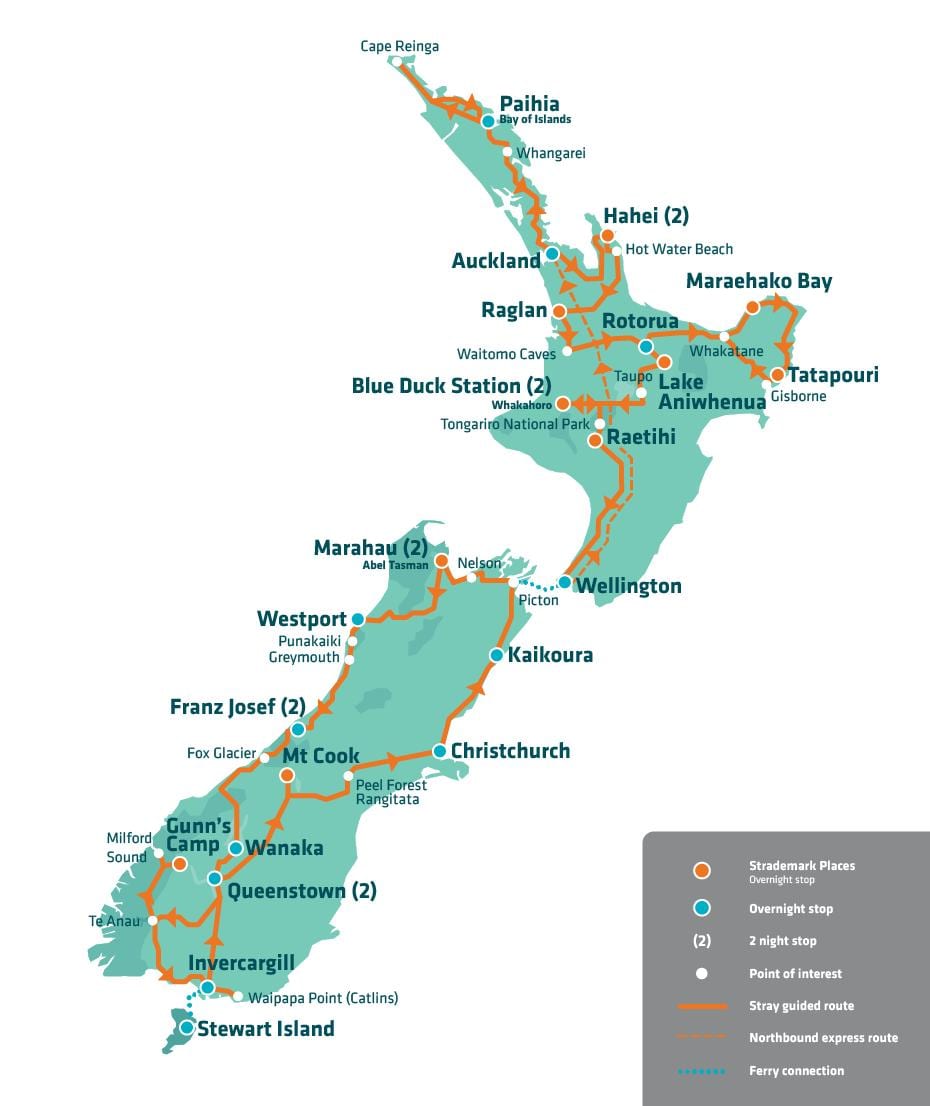 new zealand attraksjon kart