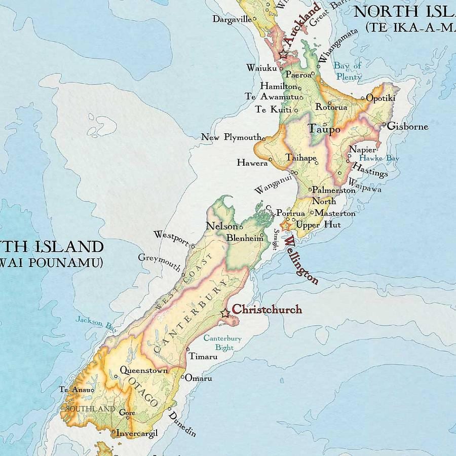 Kart over new zealand skriv ut