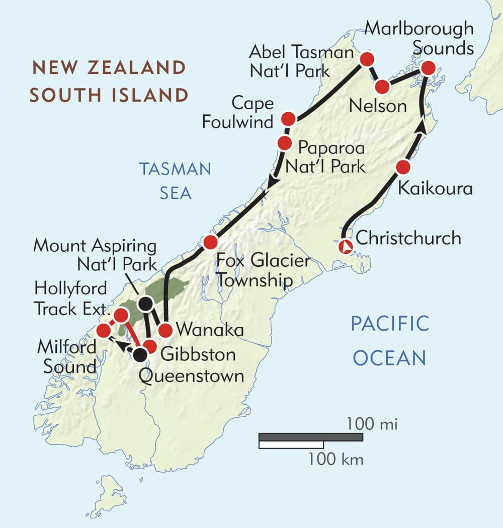 Kart over new zealand turstier