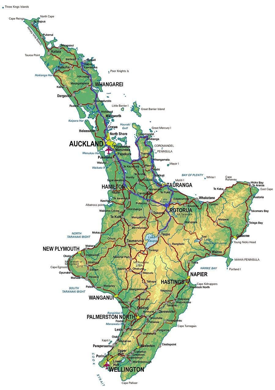 Kart av ski north island på new zealand