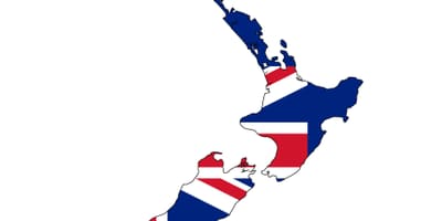 Kart over new zealand og flagg