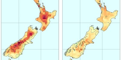 Kart over new zealand temperatur