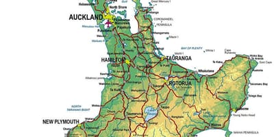 Detaljert kart over nord-island new zealand