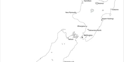 Kart over new zealand svart og hvit